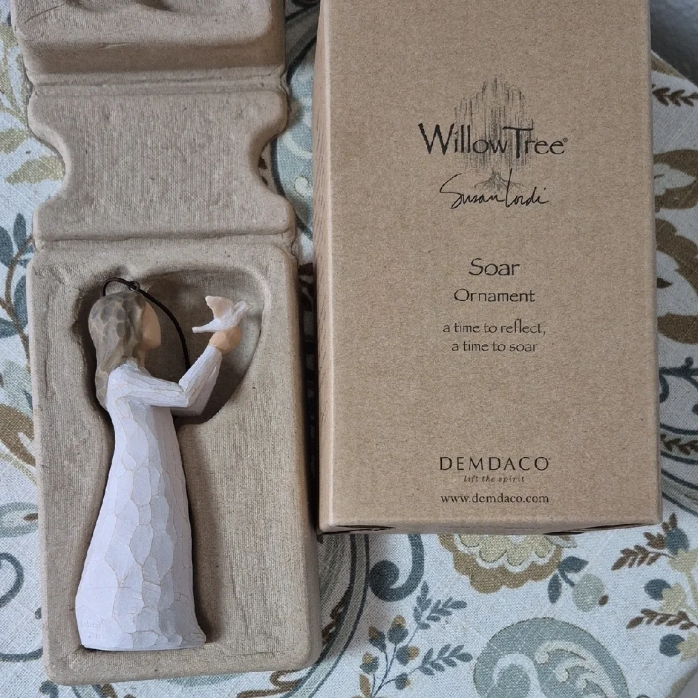Willow Tree Soar Ornament with Cream Dress and White Dove